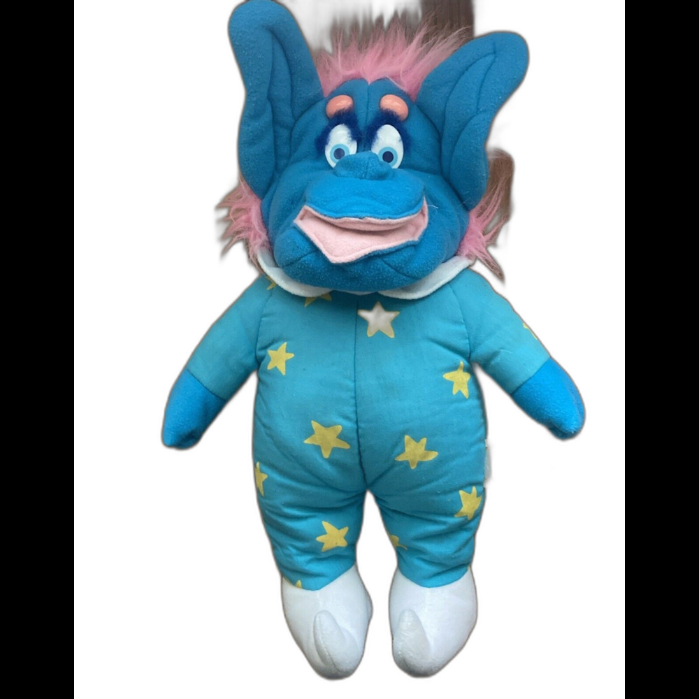 Dakin Blue Alien Wizard Hand Puppet Vintage Stars Pink Hair 1987 French Canada